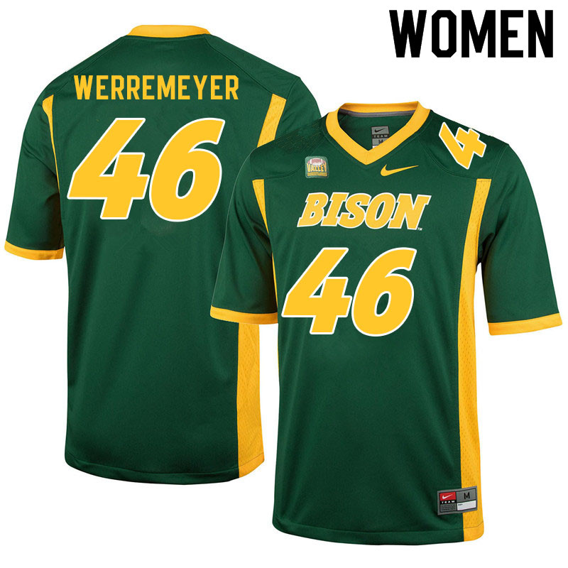 Women #46 Truman Werremeyer North Dakota State Bison College Football Jerseys Sale-Green